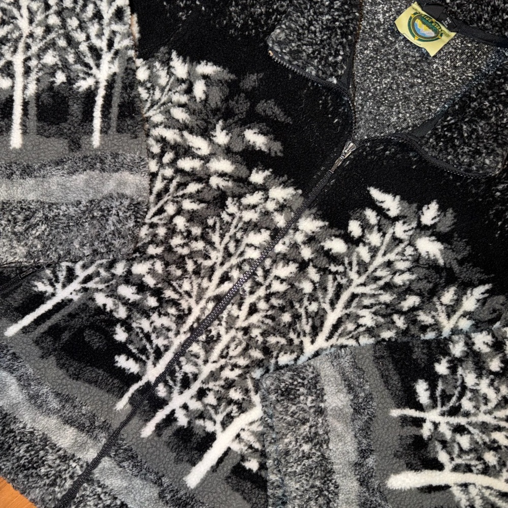 Black and White Marled Sherpa Fleece Jacket